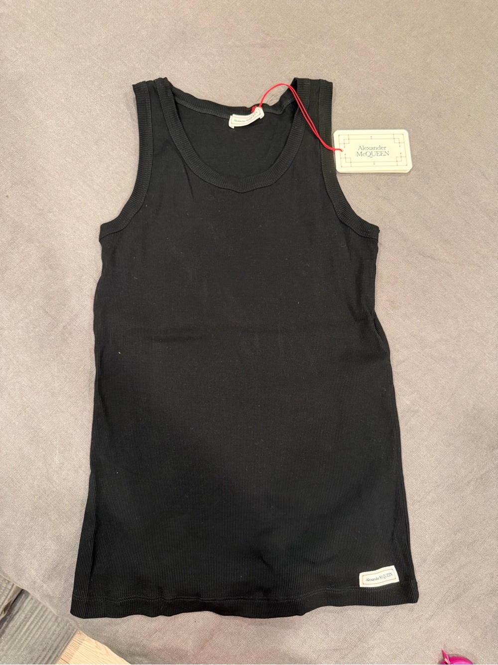 Alexander McQueen mens Black Rib Tank Top